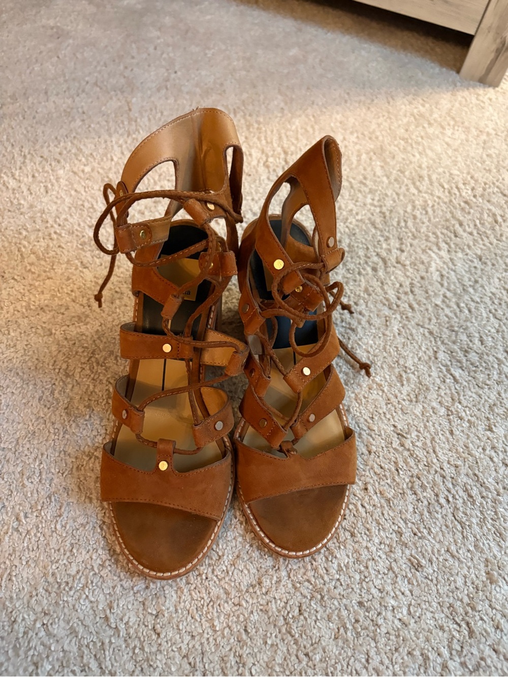 Dolce Vita Cognac Lace-Up Strappy Heels